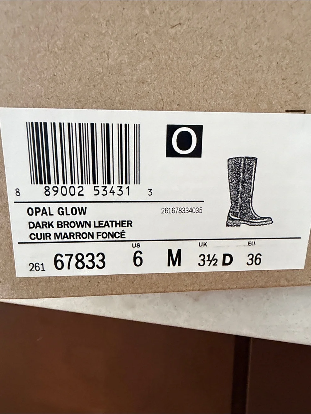 Clarks Two-Tone Dark Brown and Chestnut leather riding boot.  Opal Glow Boot
